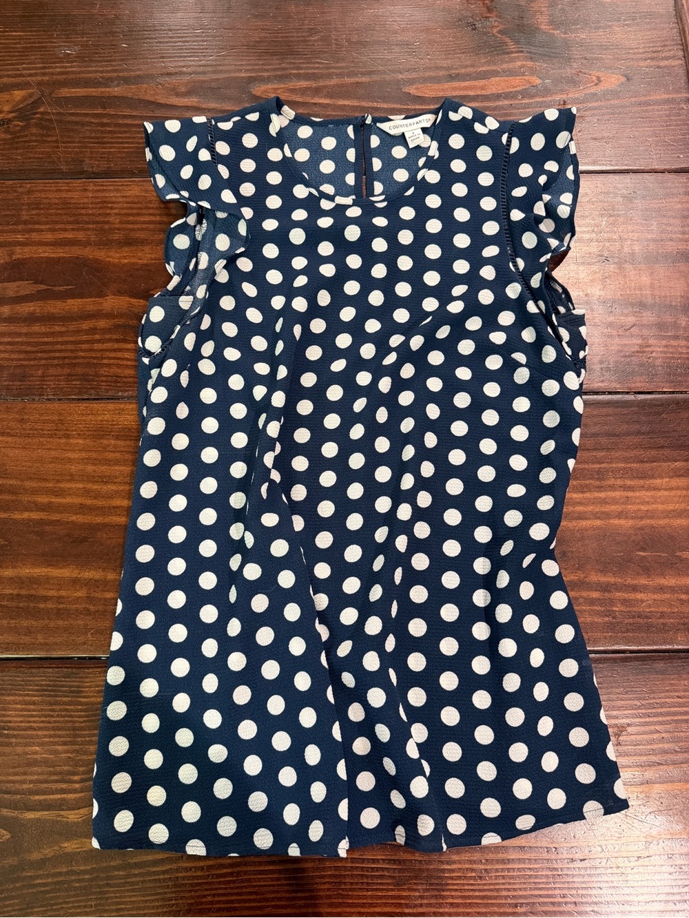 Counterparts Navy and White Polka Dot Blouse